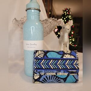 Vera Bradley Blue Patterned Water Bottle & Wallet